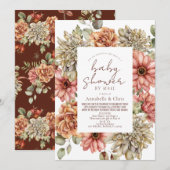 Red Gerbera en White Dahlia Baby shower per post Kaart (Voorkant / Achterkant)