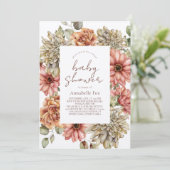 Red Gerbera en White Dahlia Virtual Baby shower Kaart (Staand voorkant)