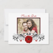 Red Gerbera Floral sparen de Kaart van de Datum (Voorkant)