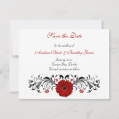 Red Gerbera Floral sparen de Kaart van de Datum (Achterkant)