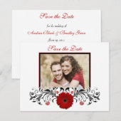 Red Gerbera Floral sparen de Kaart van de Datum (Voorkant / Achterkant)