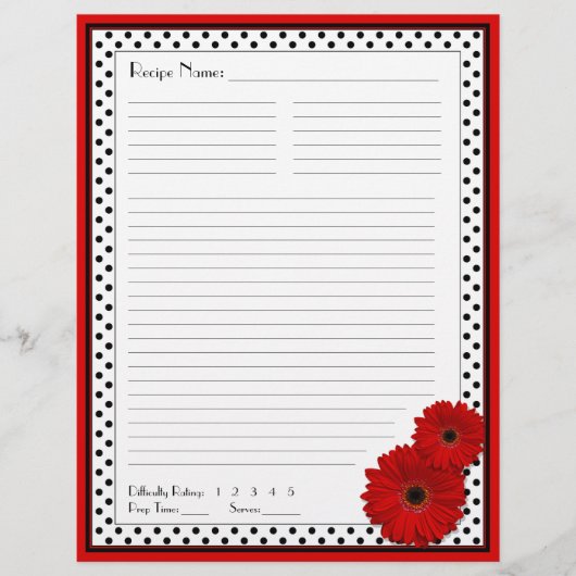 Red Gerbera Polka Dot Multomap Recipe inserts (Voorkant)