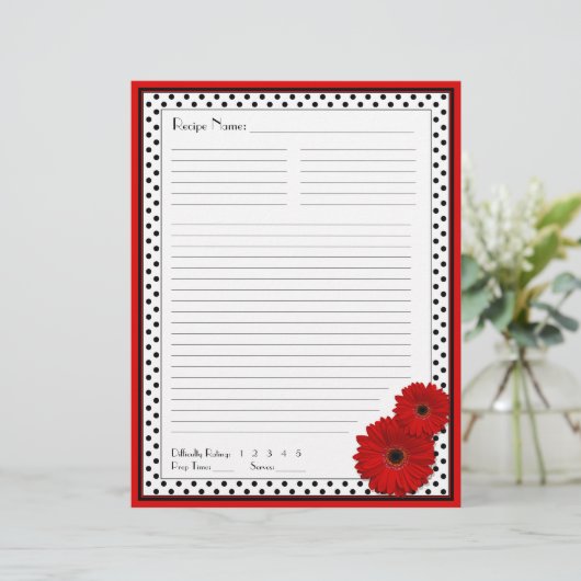 Red Gerbera Polka Dot Multomap Recipe inserts (Staand voorkant)