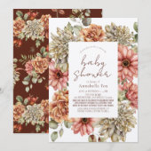 Red Gerbera & White Dahlia Drive-by Baby shower Kaart (Voorkant / Achterkant)