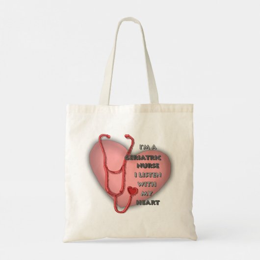 Red Geriatric Nurse Heart aangepaste verpleegkundi Tote Bag (Achterkant)