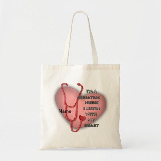 Red Geriatric Nurse Heart aangepaste verpleegkundi Tote Bag (Voorkant)