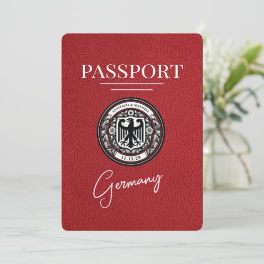 Red Germany Passport Bewaar de datum Save The Date (Staand voorkant)