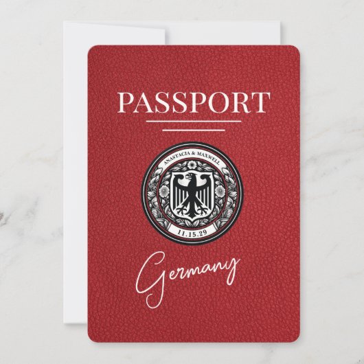 Red Germany Passport Bewaar de datum Save The Date (Voorkant)