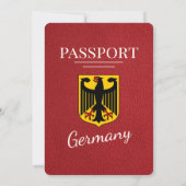 Red Germany Passport Wedding Invitation Kaart (Achterkant)