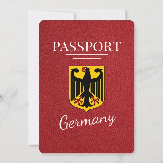 Red Germany Passport Wedding Invitation Kaart (Achterkant)
