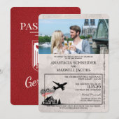 Red Germany Passport Wedding Invitation Kaart (Voorkant / Achterkant)