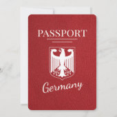 Red Germany Passport Wedding Invitation Kaart (Achterkant)