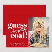 Red Getting Coal Funny Foto met kerstmis Kaart (Voorkant / Achterkant)