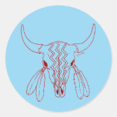 Red Ghost Dance Buffalo blauw rond kleine stickers (Voorkant)