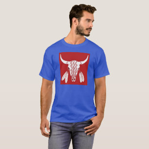 Red Ghost Dance Buffalo blue t-shirt vierkant