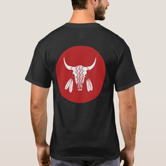 Red Ghost Dance Buffalo cirkel zwart T-shirt terug (Achterkant)