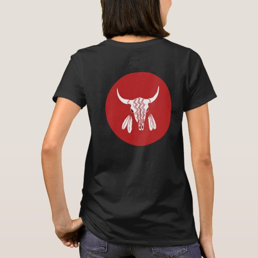 Red Ghost Dance Buffalo cirkel zwart T-shirt terug (Achterkant)