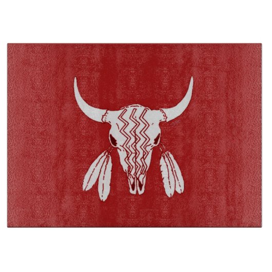 Red Ghost Dance Buffalo glazen snijplank (Voorkant)