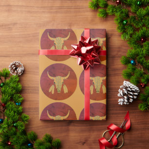 Red Ghost Dance Buffalo glossy wrapping paper Cadeaupapier