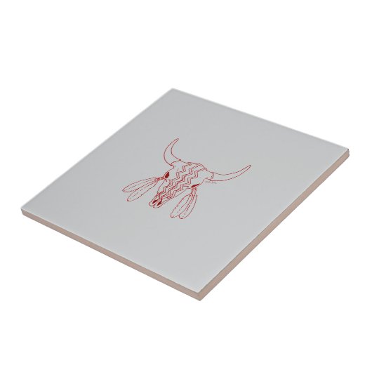 Red Ghost Dance Buffalo gray small tile Tegeltje (Zijkant)