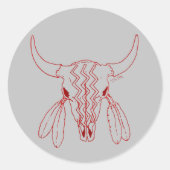 Red Ghost Dance Buffalo grijs rond kleine stickers (Voorkant)