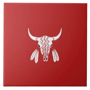 Red Ghost Dance Buffalo grote tegel Tegeltje