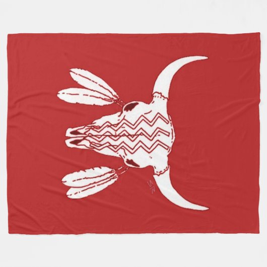 Red Ghost Dance Buffalo grote vlootdeken Fleece Deken (Voorkant (Horizontaal))