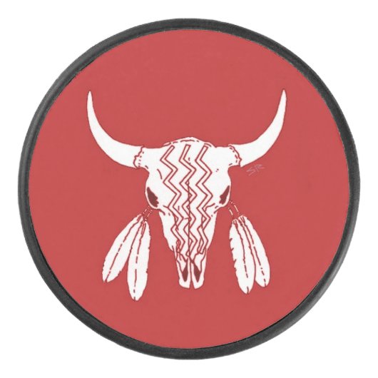 Red Ghost Dance Buffalo hockey puck (Voorkant)