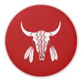 Red Ghost Dance Buffalo keramische knop (Voorkant)