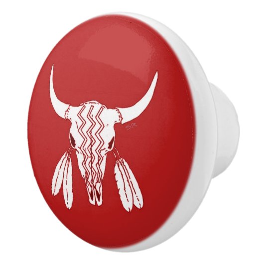 Red Ghost Dance Buffalo keramische knop (Rechts)