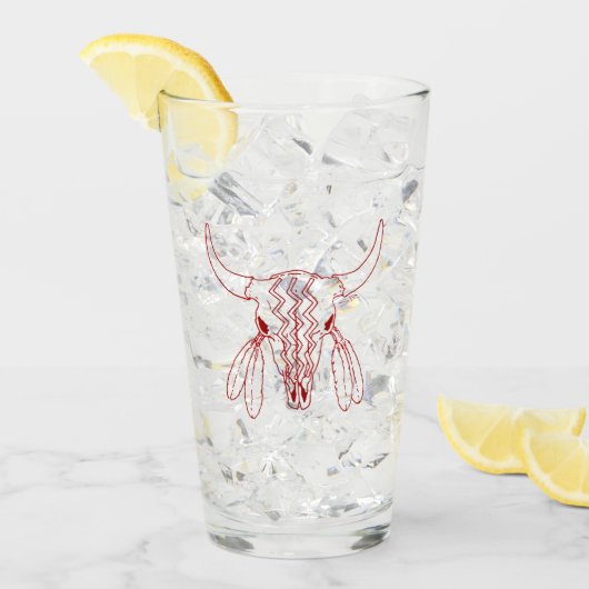 Red Ghost Dance Buffalo lijn glazen tumbler (Voorkant ijs)