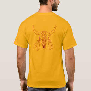 Red Ghost Dance Buffalo lijn goud T-shirt terug