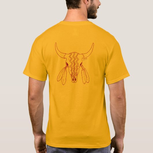 Red Ghost Dance Buffalo lijn goud T-shirt terug (Achterkant)