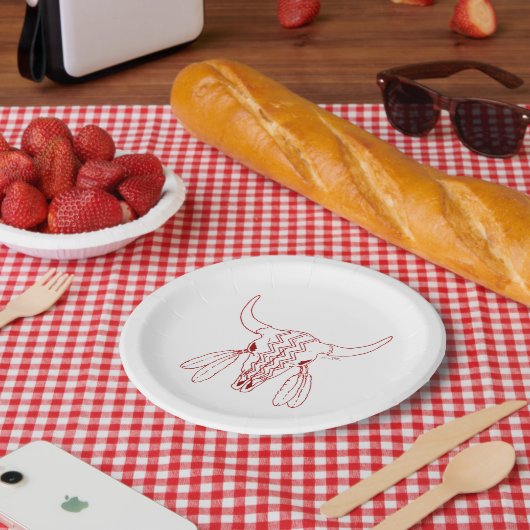 Red Ghost Dance Buffalo lijn papier borden Papieren Bordje (Picknick)