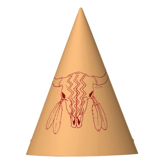 Red Ghost Dance Buffalo lijn tan party petten Feesthoedjes (Voorkant)