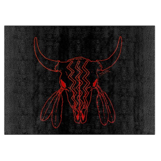 Red Ghost Dance Buffalo lijn zwart snijplank (Voorkant)