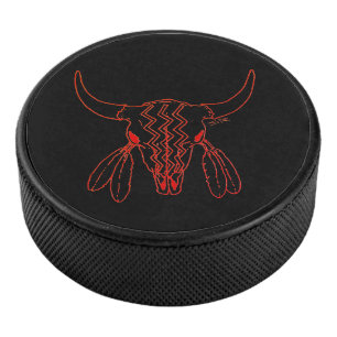 Red Ghost Dance Buffalo lijn zwarte hockey puck