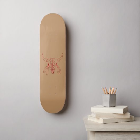 Red Ghost Dance Buffalo line skateboard (Muurkunst)