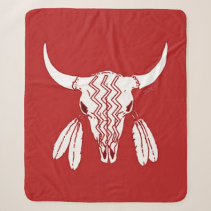 Red Ghost Dance Buffalo medium sherpa blanket Deken