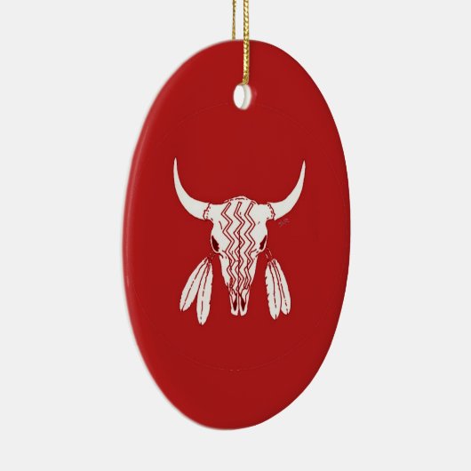 Red Ghost Dance Buffalo oval keramisch ornament (Rechts)
