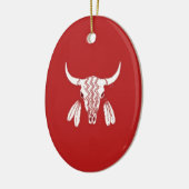 Red Ghost Dance Buffalo oval keramisch ornament (Links)
