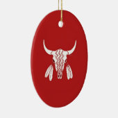 Red Ghost Dance Buffalo oval keramisch ornament (Rechts)