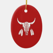 Red Ghost Dance Buffalo oval keramisch ornament (Voorkant)