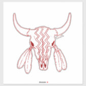 Red Ghost Dance Buffalo red line contour sticker (Vel)