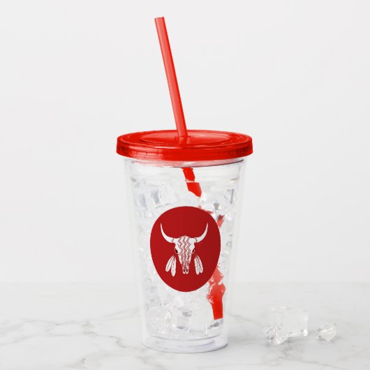 Red Ghost Dance Buffalo rode acryl tumbler Drinkbeker (Voorkant ijs)