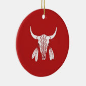 Red Ghost Dance Buffalo rond ornament van keramisc (Rechts)