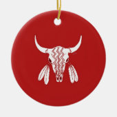 Red Ghost Dance Buffalo rond ornament van keramisc (Voorkant)