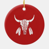 Red Ghost Dance Buffalo rond ornament van keramisc (Achterkant)