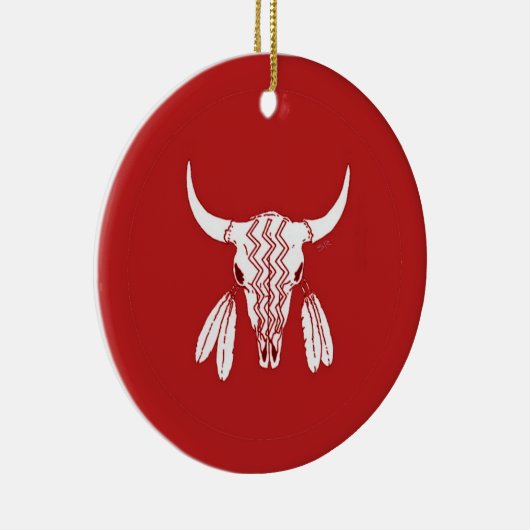 Red Ghost Dance Buffalo rond ornament van keramisc (Rechts)