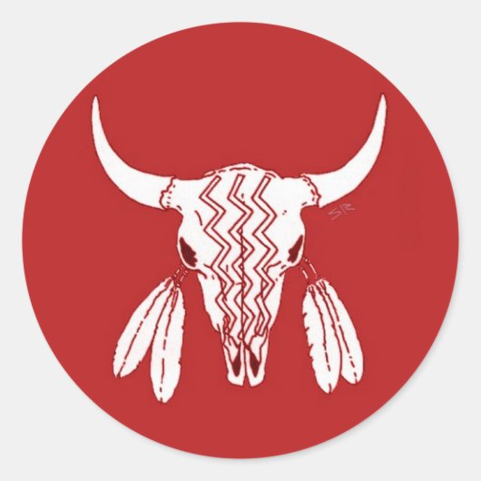 Red Ghost Dance Buffalo ronde grote stickers (Voorkant)